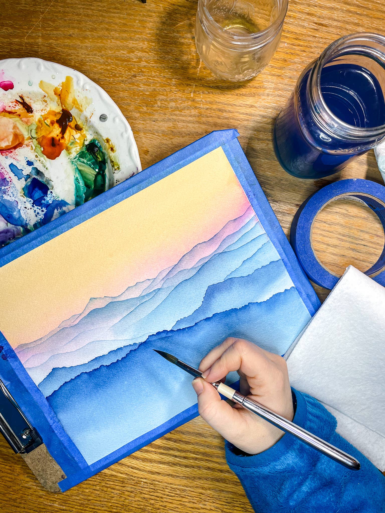 Shelby Thayne Art - Wholesale Art Print - Blue Ridge Mountains Sunrise Watercolor Fine Art Print1