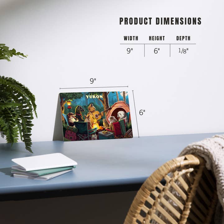 Lantern Press - Wholesale Wood Wall Art - WOOD SIGN ART Yukon, Pack Life, Dogs Around Campfire5