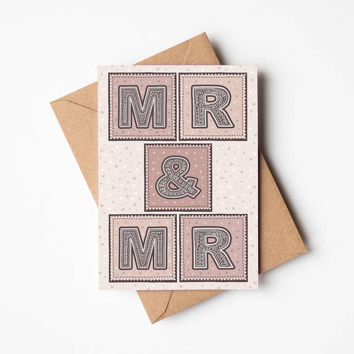 Pink and Cream Mr & Mr Gay Wedding Card for wholesale by Jess A Little Creative
