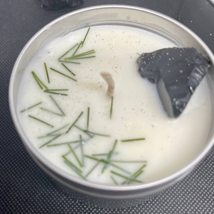 The Dark Moon Apothecary - Wholesale Travel Candles - Protection Intention tin soy crystal candle w/ Obsidian4