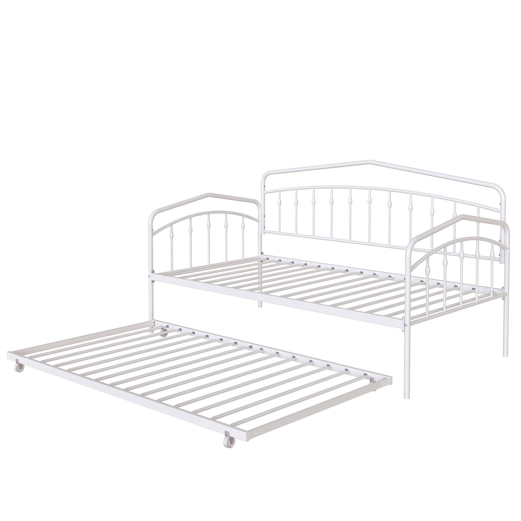 Orange County Decor - Wholesale Bed - Kids & Baby - Fox Twin Daybed With Twin Trundle, White Box Spring Not Required Twin White Metal Bedroom Daybeds Metal13