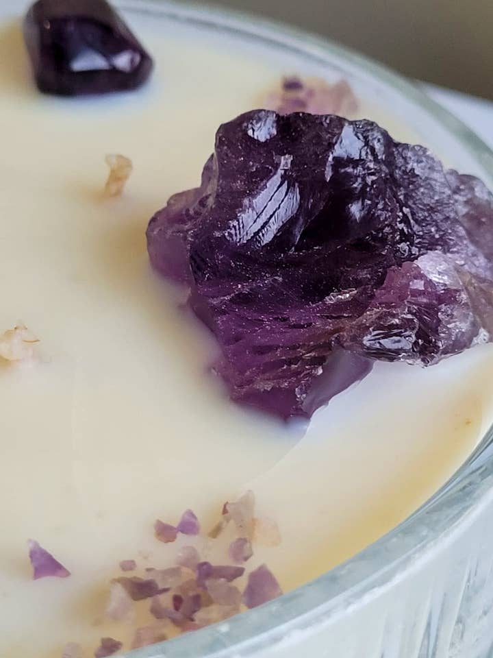 Tranquility Manifestation Crystal Candles in Vintage Glass Bowl for wholesale by Manifestation Candles