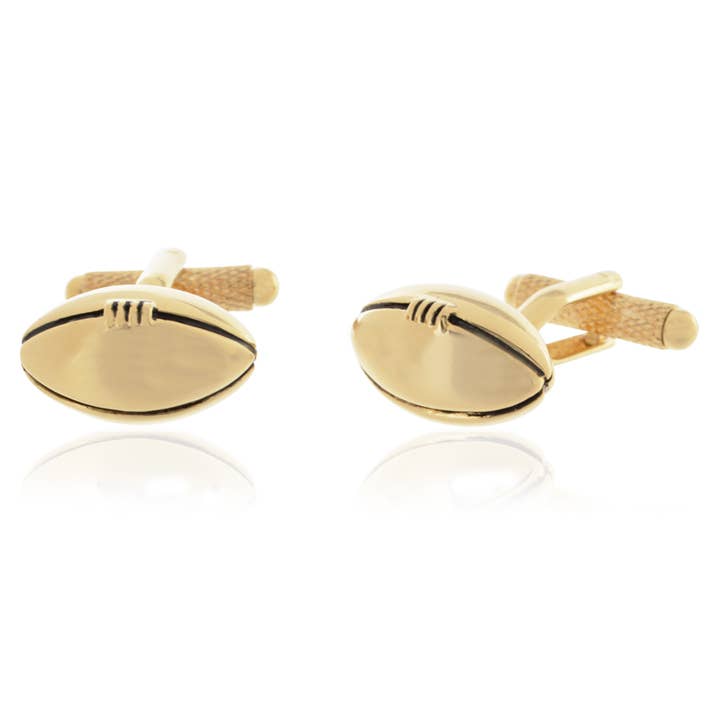 Boutons de manchette dorés pour ballons de rugby pour la vente par Cufflinks Depot