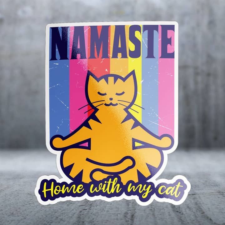 Namaste, Home With My Cat - Sticker for wholesale by Two Feet Treats
