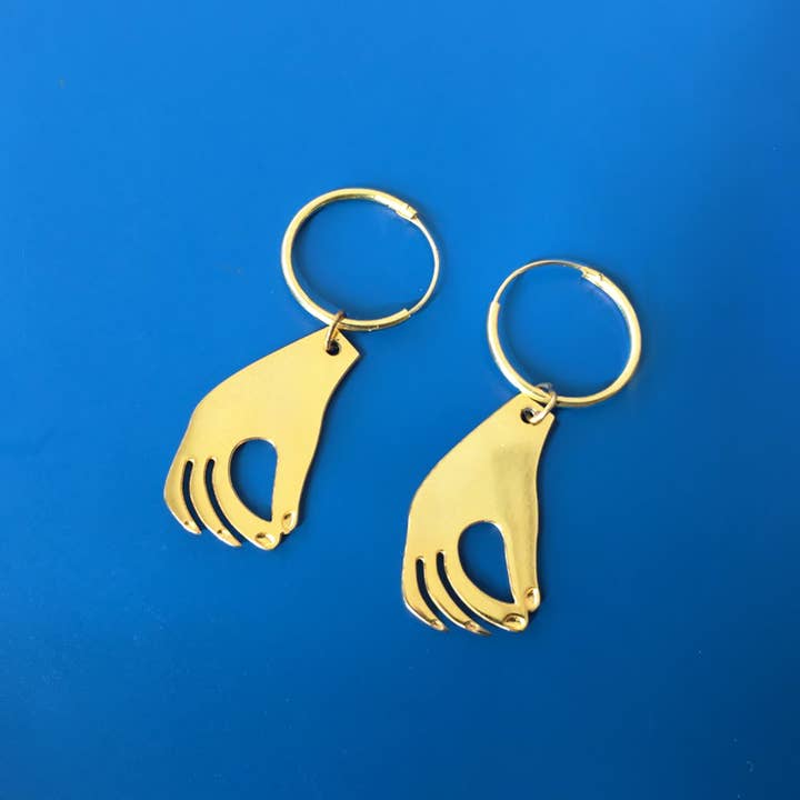 Hand golden earrings hoops for wholesale by All Things We Like