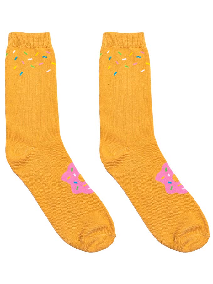 Living Royal - Wholesale Socks - Unisex - 3D Packaged Crew Socks - Donut w/ Sprinkles - Orange