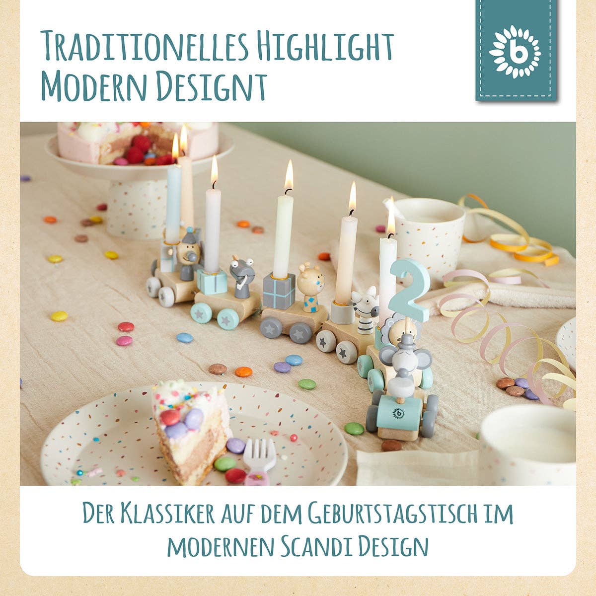 Bieco Spielwaren - Wholesale Toy Set - Kids - Birthday Train Wood Scandi 0-99 Years6