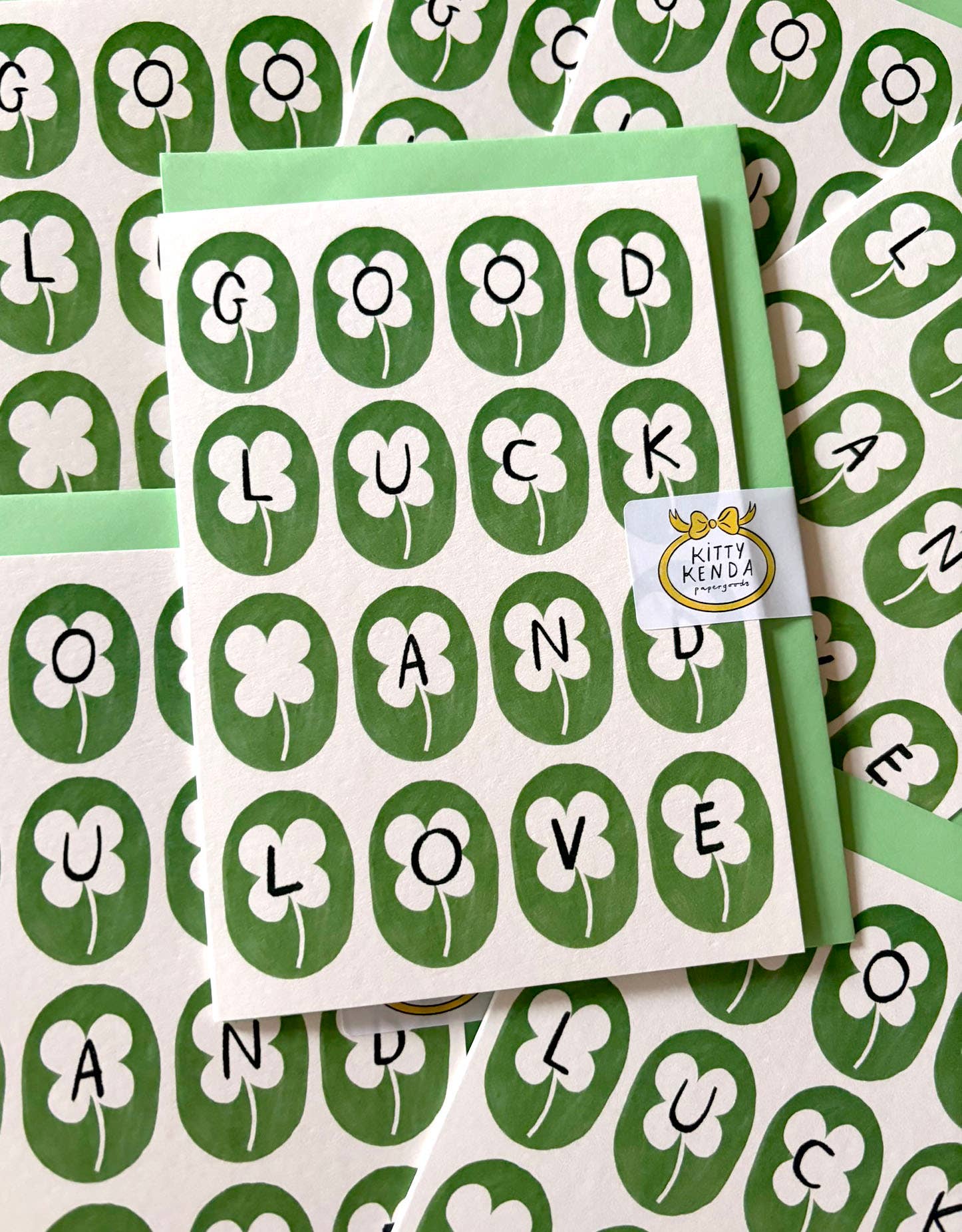 Kitty Kenda Papergoods – wholesale Love card – Good Luck And Love Eco Greeting Card2