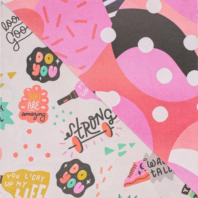 Wrappily Eco Gift Wrap Co. - Wholesale Flat Wrap - Positivity! • Double-Sided • Everyday Eco Wrapping Paper5