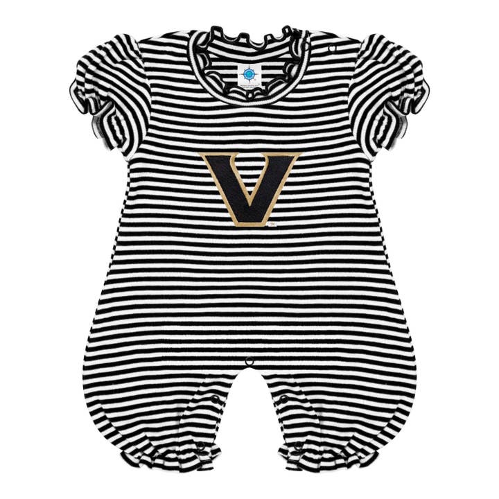 Black Vanderbilt Commodores Infant Puff Sleeve Romper for wholesale on Faire