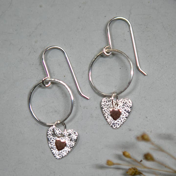 Mini Hoop & Charm Earrings sterling silver detailed designs for wholesale by The Old Farmhouse Jewellery