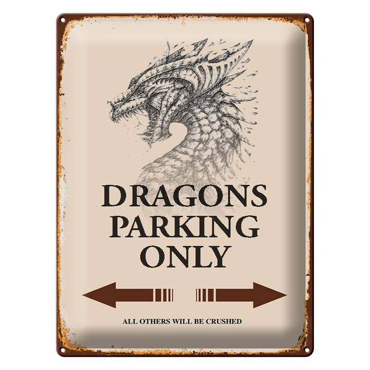 Cartel de hojalata Dragons Parking Only de 30 x 40 cm para venta al por mayor de Femer