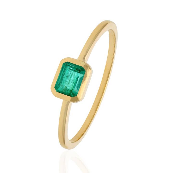 Emerald Octagon Ring in US Size 7 for wholesale by Jewels of Mewar