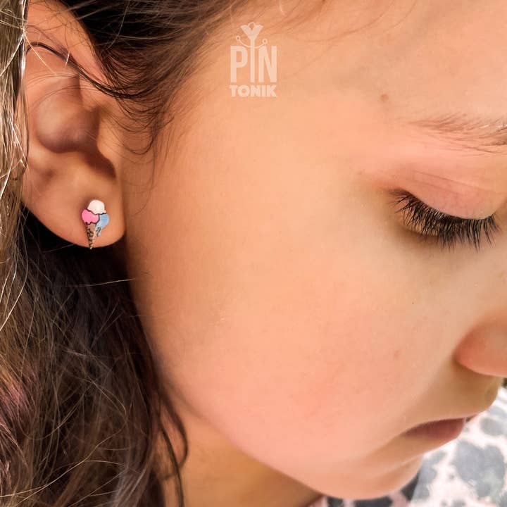 PinTonik - Wholesale Stud/Post Earrings - Ice Cream Stud Earrings - Wooden Summer Food Jewelry3