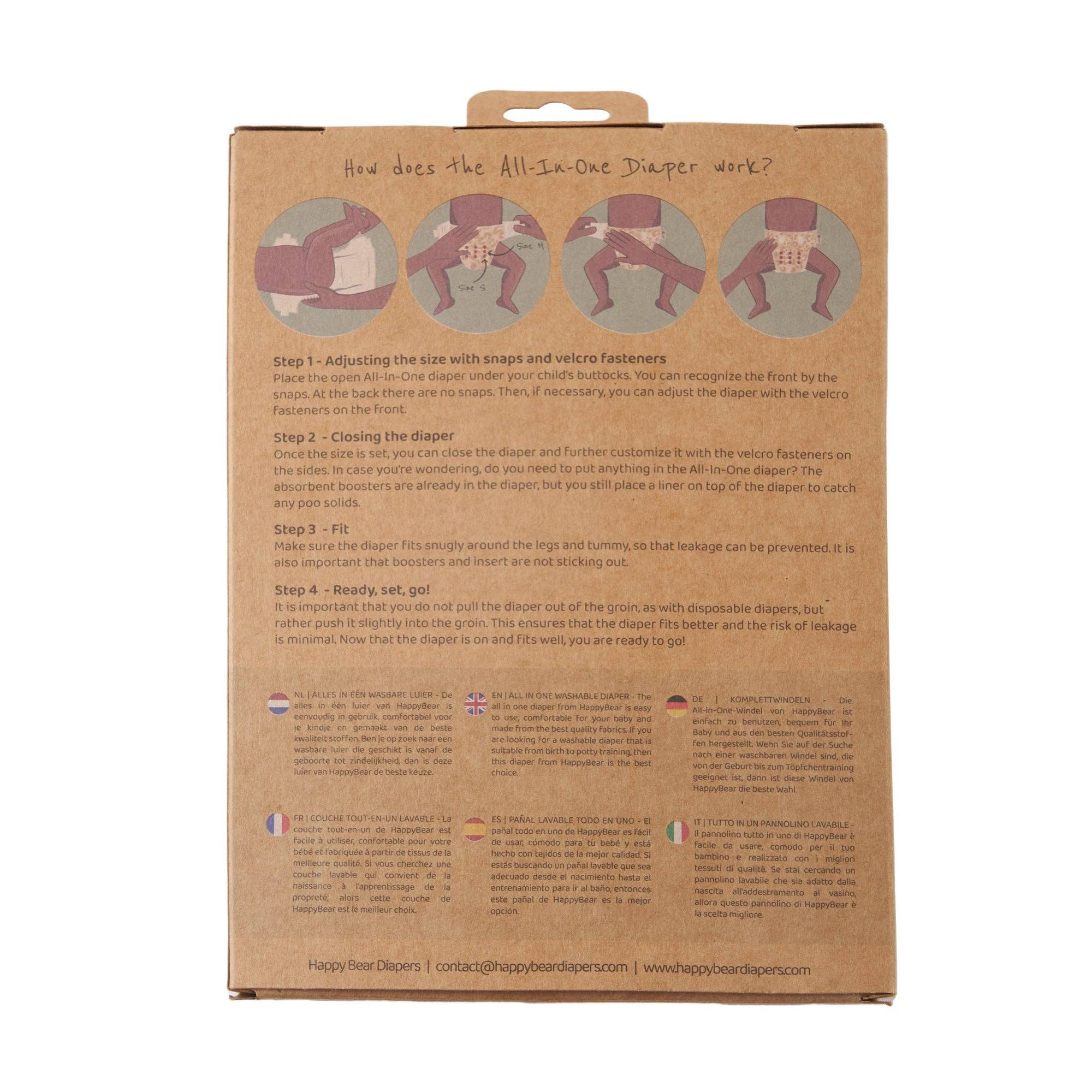 HappyBear Diapers - Wholesale Diaper (Cloth) - Baby - Washable cloth diaper | All-In-One Diaper | onesize - 4-15kg | Botanical4