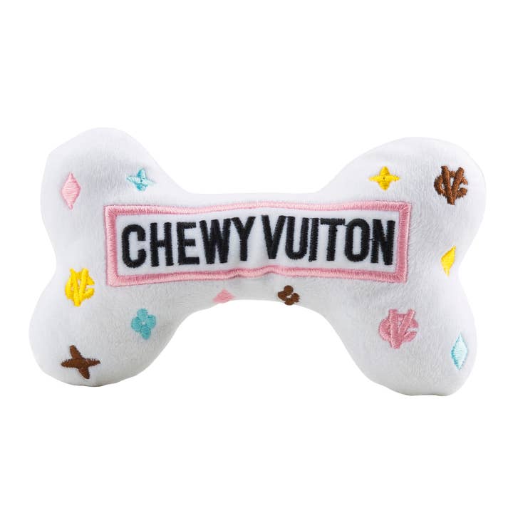 Haute Diggity Dog - Wholesale Pet Squeaky Toy - Dog - White Chewy Vuiton Bones Squeaker Dog Toy
