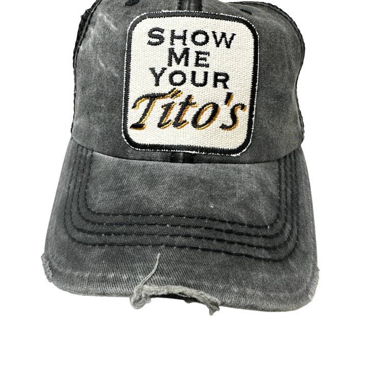 Wild Oates - Wholesale Trucker Hat - Unisex - SHOW ME YOUR TITOS - BLACK BLACK