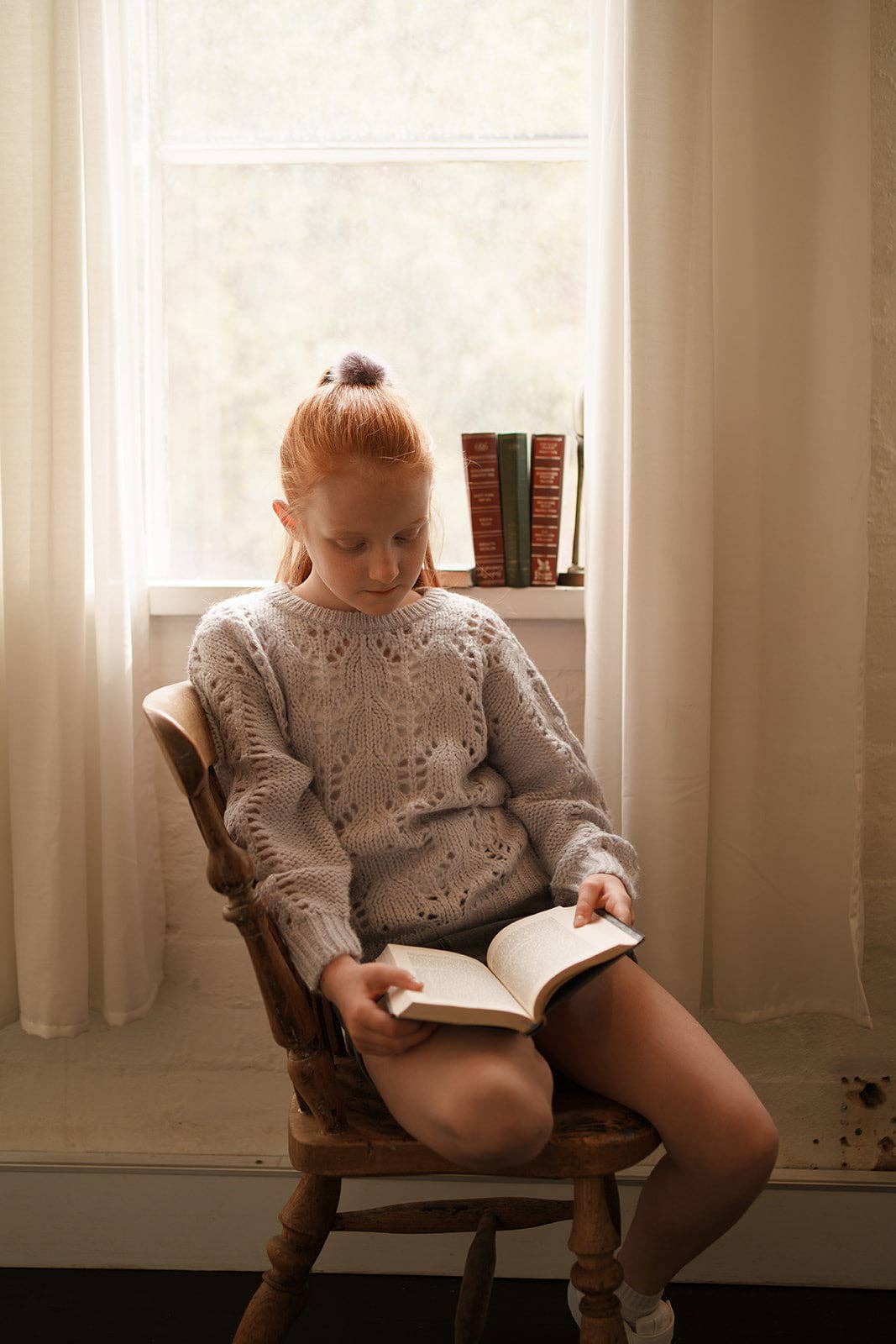 iMiN Kids - Wholesale Knit Sweater - Kids - Wool-Blend Sweater with Bow Back Violet Grey2