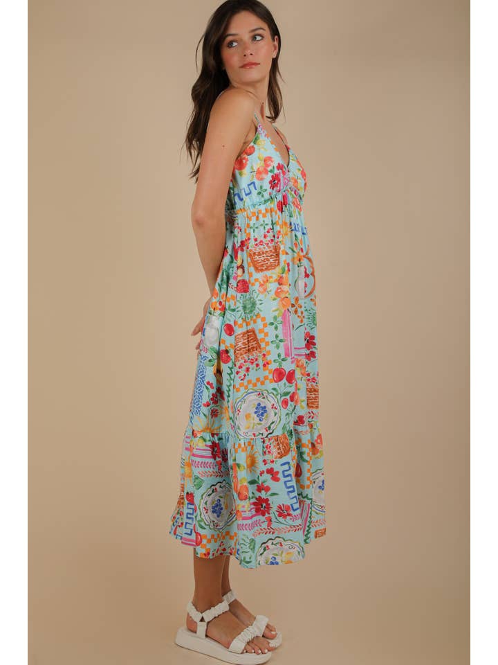 VERY J - Wholesale Dress - Women's - ND31776-Printed Button Down Midi Dress4