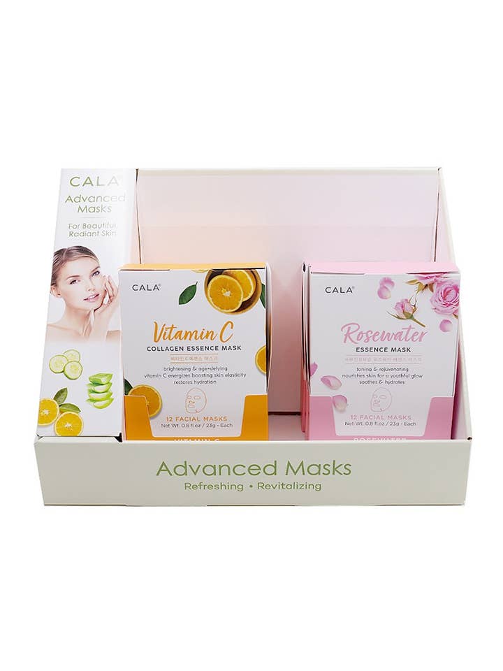 CALA 67090B Essence Facial Mask Sheet Display Set - 72pc for wholesale by PINEAPPLE Beauty