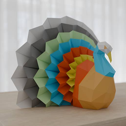 3D Origami Zittende Kalkoen Papieren Model voor wholesale door PAPERCRAFT WORLD