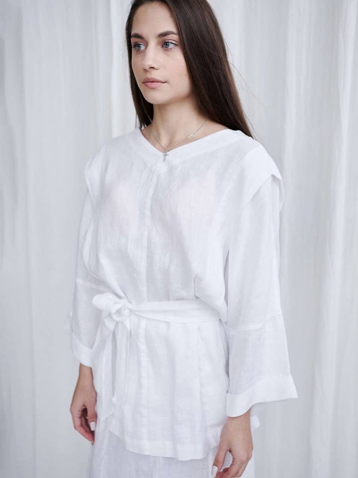 Blusa de lino Salerno para venta al por mayor de VIL'NI