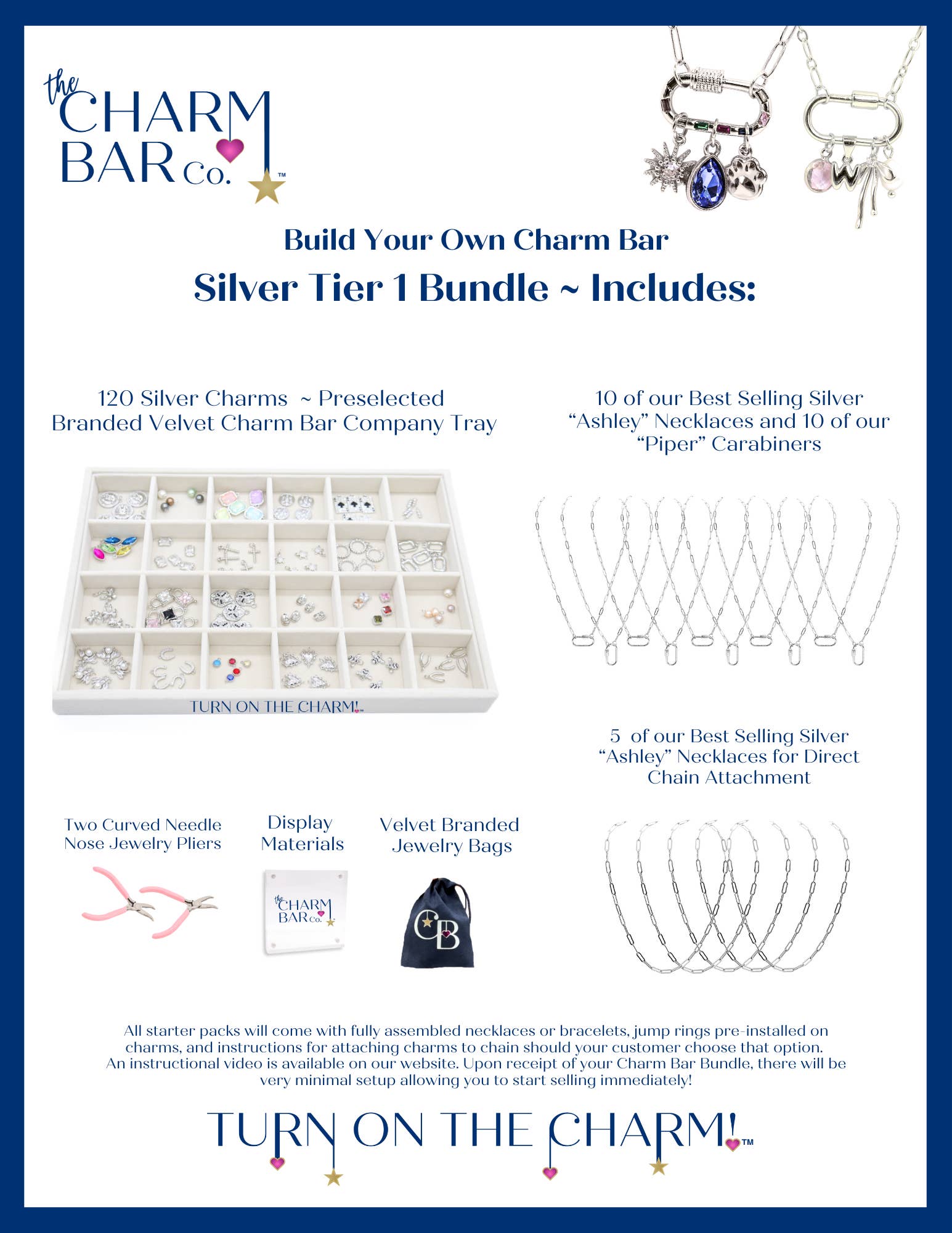 The Charm Bar Company - Wholesale Jewellery set - Silver Charm Bar Bundle: Tier 1