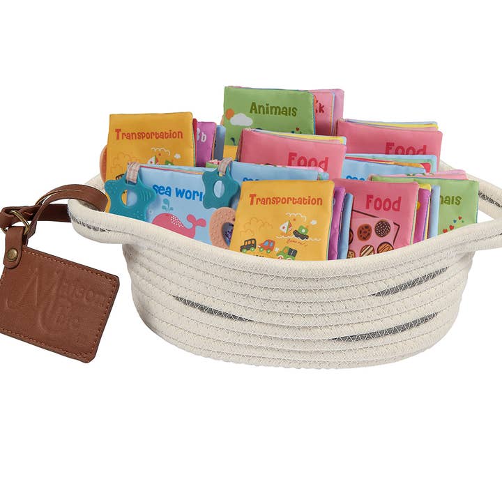 London Bridge & Maison Chic - Wholesale Book - Kids - Cloth Books with Teether Basket Prepack