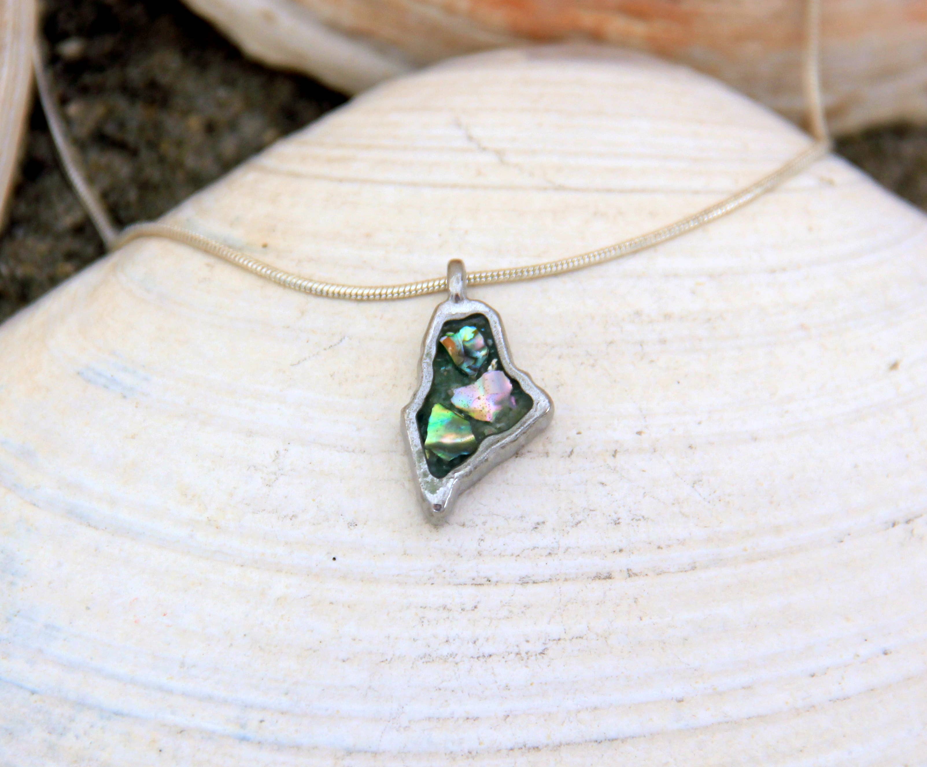 Maine Shellware - Wholesale Pendant/Charm Necklace - Hand Poured Pewter Mini Shape of Maine Pendant6