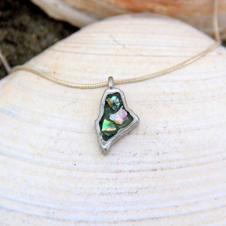Maine Shellware - Wholesale Pendant/Charm Necklace - Hand Poured Pewter Mini Shape of Maine Pendant6