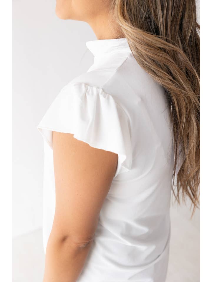 White The Nicole V-Neck Top, Ivory for wholesale on Faire