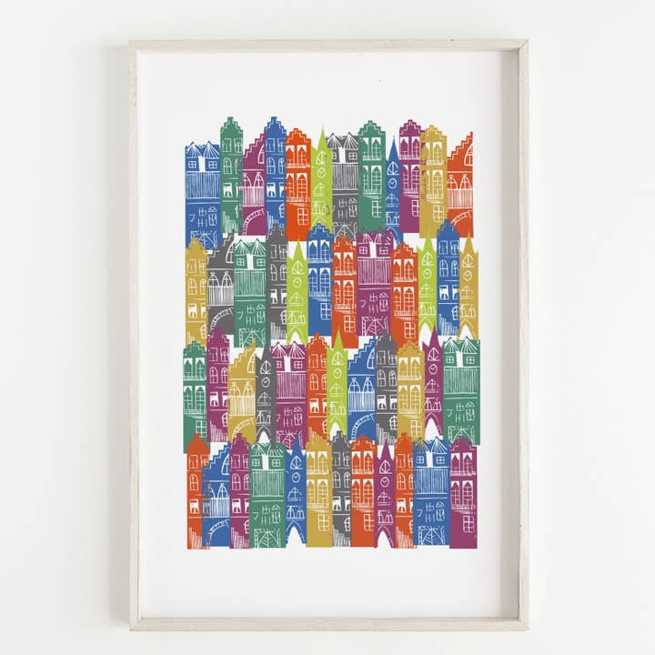 Rainbow Edinburgh Cityscape Art Print for wholesale by Jenni Douglas Designs