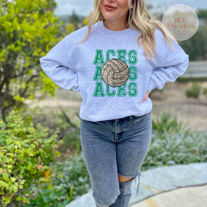 ACES, Église catholique d'Owensboro, volley-ball, esprit scolaire | Impression DTF | COULEUR pour la vente par PLK Transfers