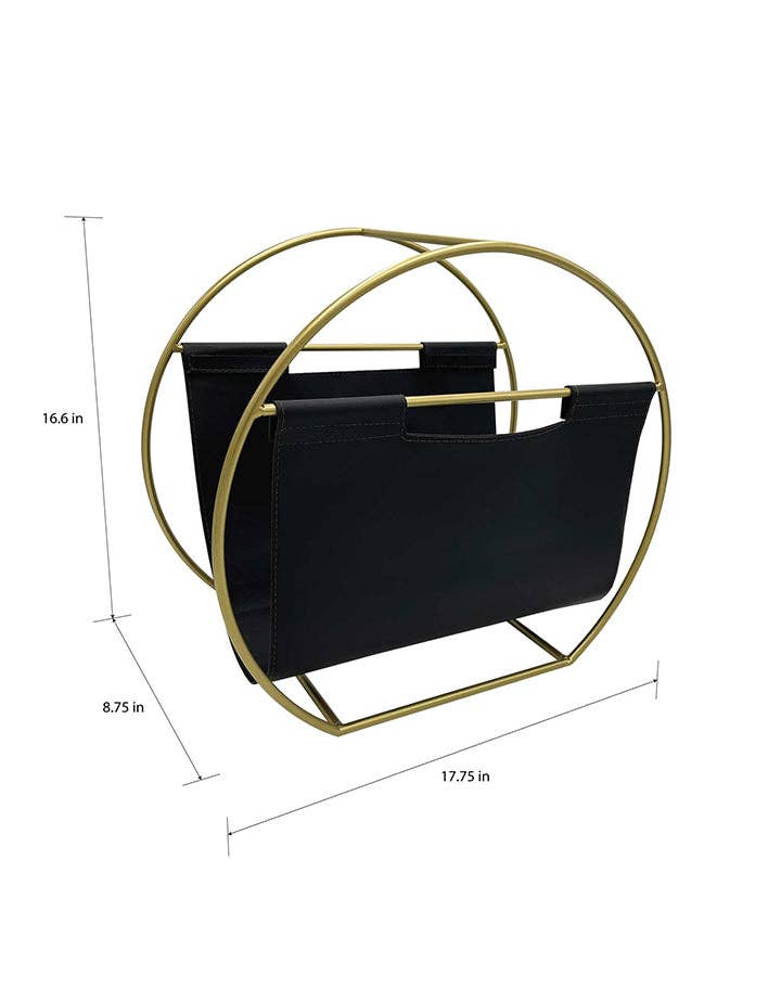 DesignStyles Home - Wholesale Magazine Rack - Becki Owens Gold-Colored Metal and Leather Magazine Holder3