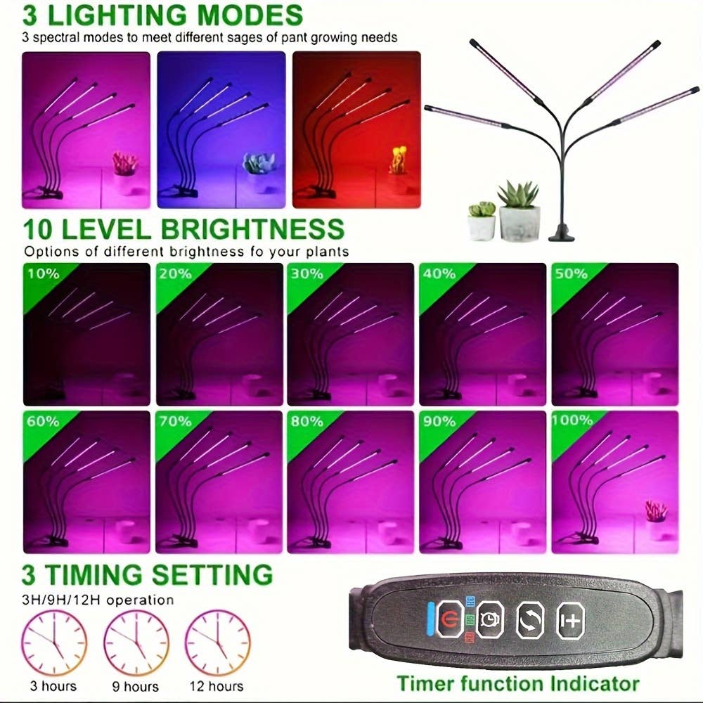 Shop Celino - Wholesale Garden Tool - Adjustable LED Grow Light, 1-5 Heads, Full Spectrum, Timer5