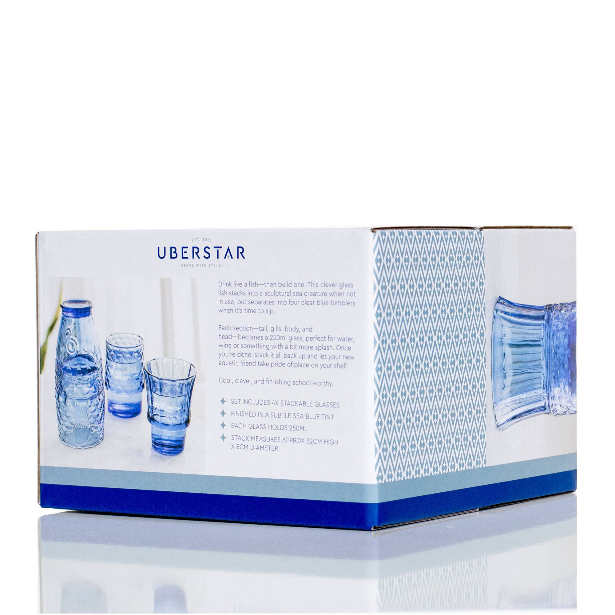 UBERSTAR - Vente Verre/tasse - Verres empilables à poisson - Lot de 4 - Bleu7