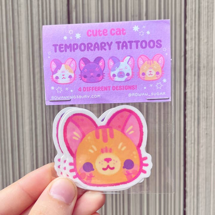 Cat Temporary Tattoo Pack for wholesale by Rowan Kingsbury