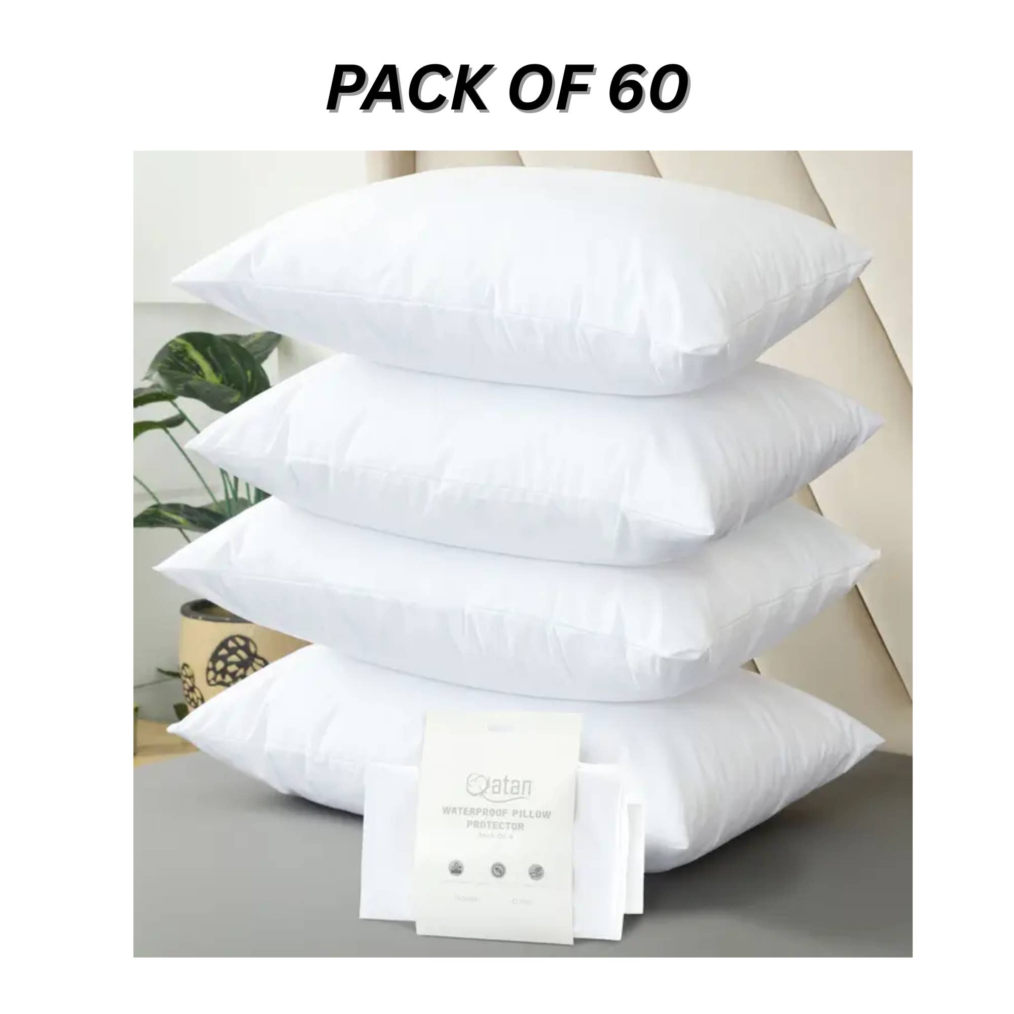 Qatan - Wholesale Bedding Pillowcase/Sham - 60-Pack Soft Microfiber Pillows – Fluffy, Durable, 20x30