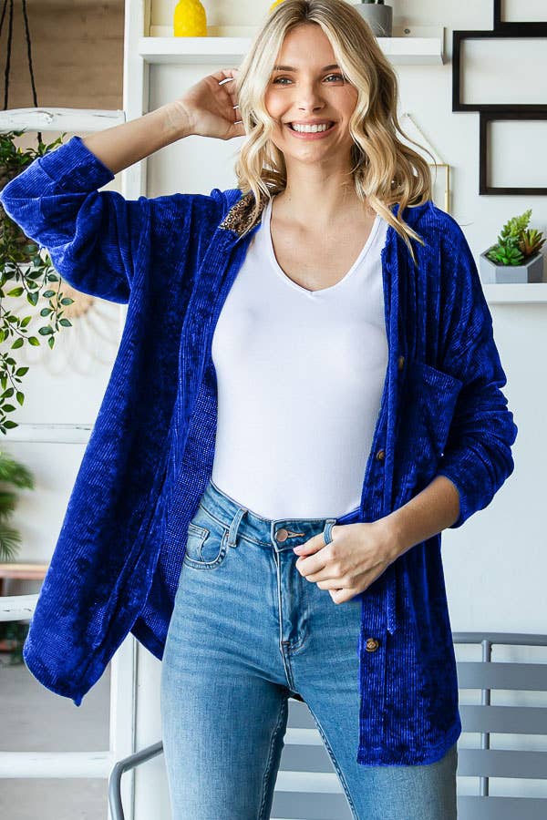 7th Ray - Venta al por mayor Sobrecamisa - Mujer - Chaqueta con capucha y cordón, forrada, de chenilla con estampado animal T496417