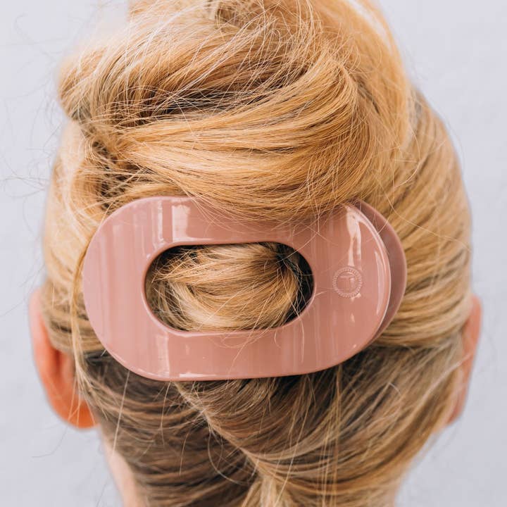 TELETIES - Wholesale Hair Clip - Women's - Round Flat Hair Clip | Large | Mocha Mousse