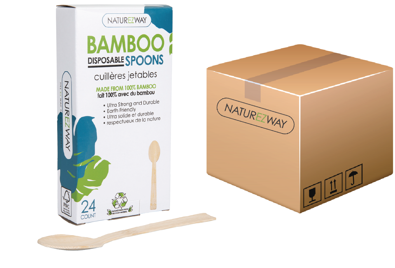 NatureZway - Wholesale Assorted Cutlery Set - Bamboo Spoons | Disposable & Reusable | 576 Pack3