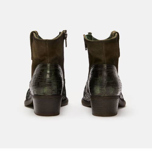 Green Women's Leather Cowboy Ankle Boots West D557 Dunlam Marvin for wholesale on Faire