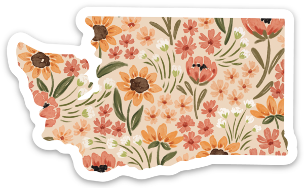 Elyse Breanne Design - Wholesale Sticker - Washington State Floral Sticker 3x2in.2