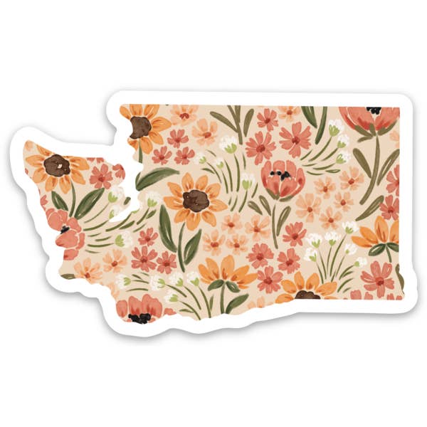 Elyse Breanne Design - Wholesale Sticker - Washington State Floral Sticker 3x2in.2