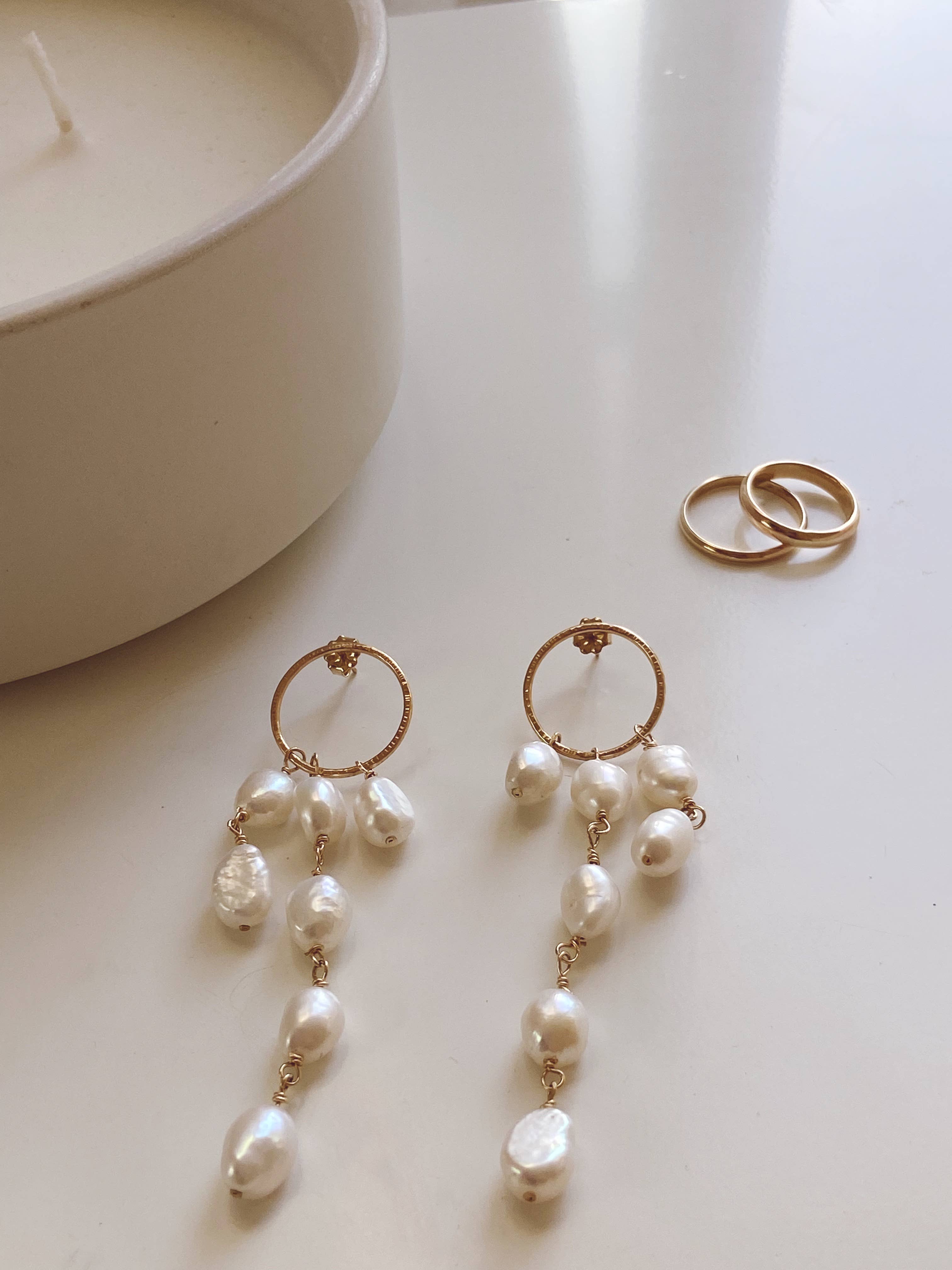 AVA Handmade Jewelry - Wholesale Dangle Earrings - AURA  • Freshwater baroque long multi pearl dangle earrings7