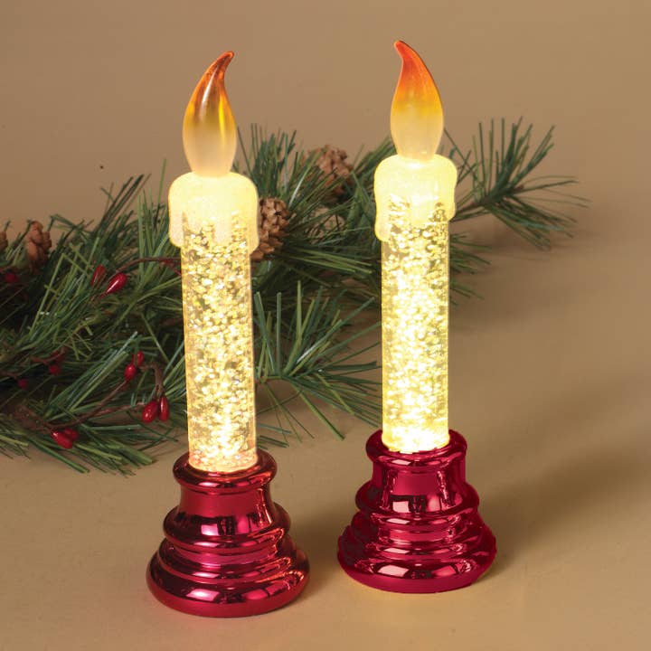 Promo Set of 2, color red water globe candle for wholesale by The Gerson Companies