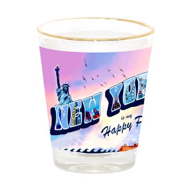 Vaso de Chupito Retro Nueva York es Mi Lugar Feliz para venta al por mayor de Happy Place by Lola Star