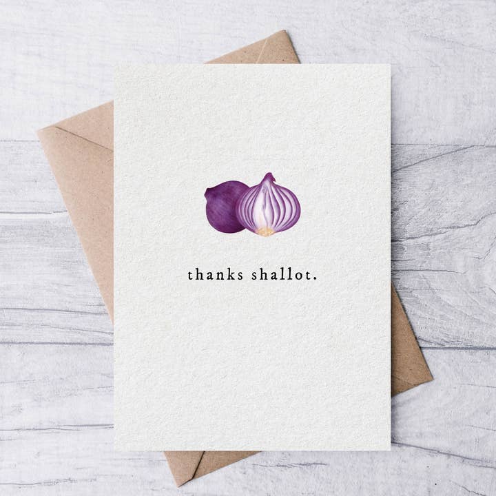 thanks shallot funny thank you card for wholesale by la nouille studio