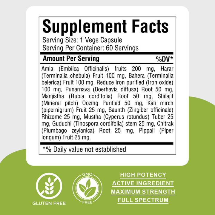 HerbsForever - Wholesale Oral Supplement/Vitamin - Iron Plus Ayurvedic Herbal Supplement 60 Capsules 800 mg2