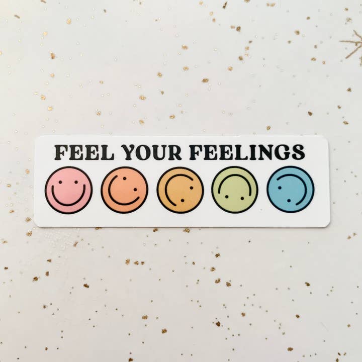 Senti i tuoi sentimenti - Adesivo Happy Face Smile Health per la vendita all'ingrosso da parte di Happyish Brand